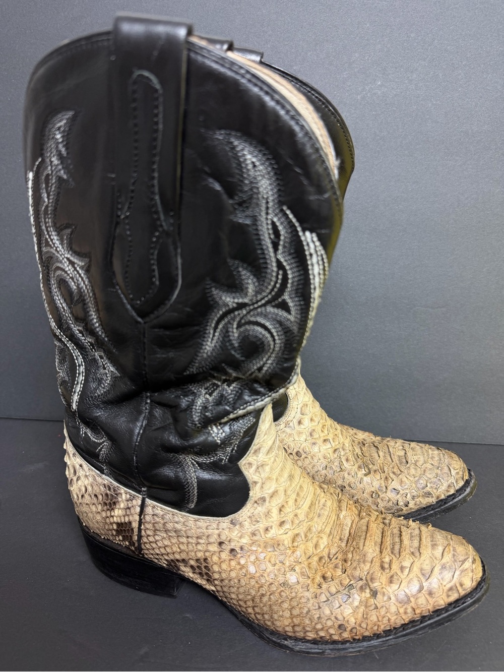 JB Dillon Mens Size 7.5 D Genuine Python Cowboy Western Boots JBR1001
